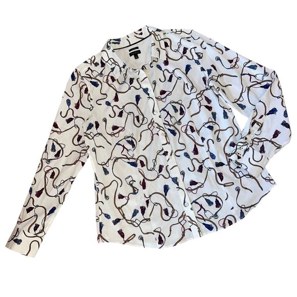 Talbots Button Up Shirt Equestrian Tassel Shirt - Picture 1 of 11